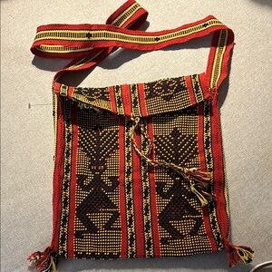 Handcrafted Red and Black Woven Bag